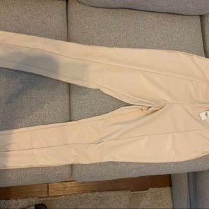 Women’s cream/beige Faux Leather pants